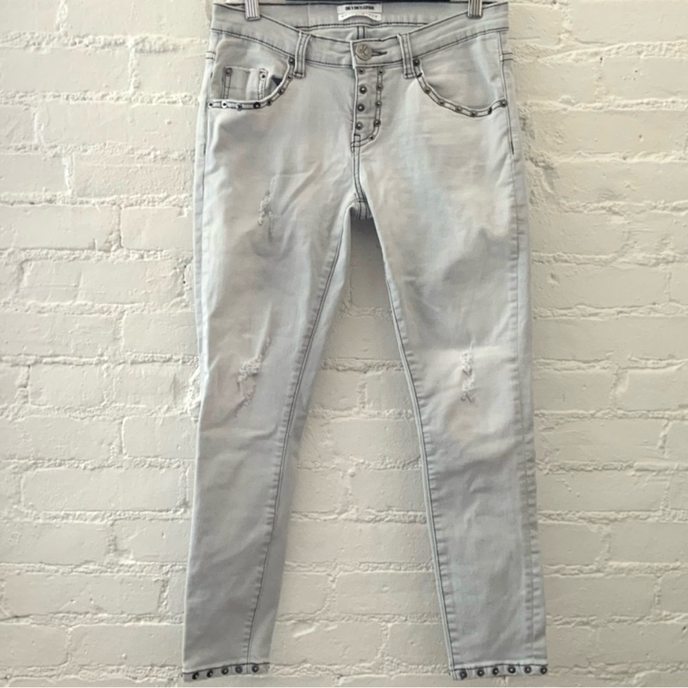 Free People One Teaspoon Studded Ankle Jeans Distressed Steampunk 90s Edgy 38